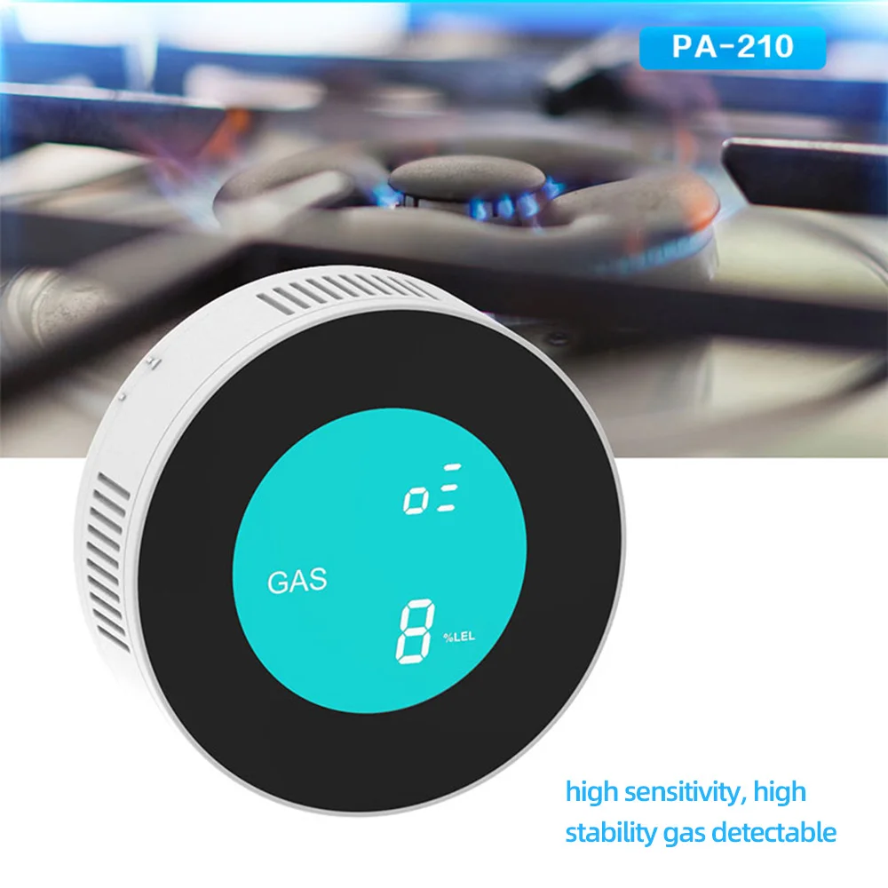 Gautone PA210R Lcd Digitale Gas Sensor Brandbaar Natuurlijke Gaslek Detector Smart Huis Alarm Sensor Voor Thuis Keuken