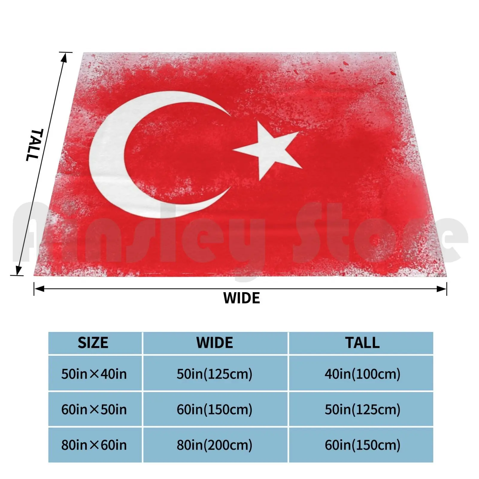 Turkey Flag Blanket Super Soft Warm Light Thin Turkey Flag State National Islam Crescent Culture Nation Concept