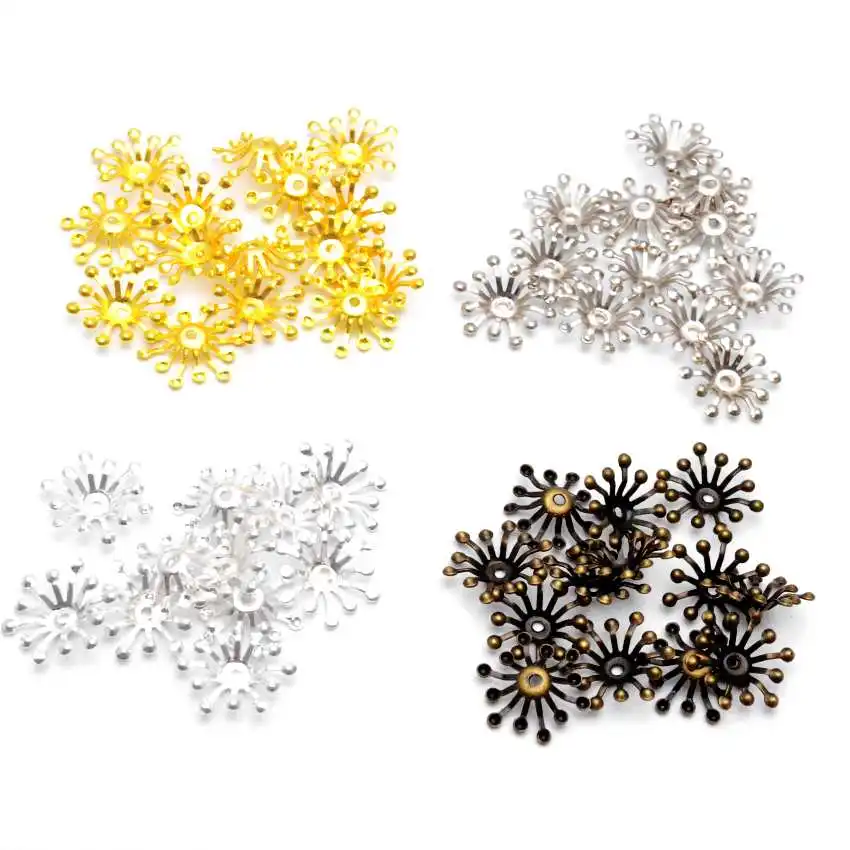 100 szt. Filigranowe kwiatowe okłady Złącza Ozdoby Dekoracja prezentów DIY Ustalenia 15x13mm
