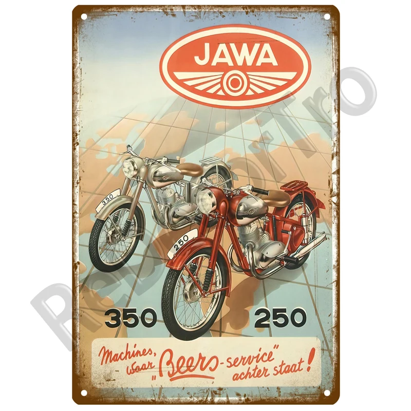 JAWA Vintage Wall Poster Vintage Retro Wall House Restaurant Decoration Plaque Metal Wall Decor Art Metal Sign Tin Sign Plate