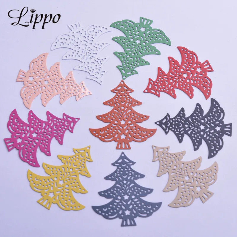 30pcs Ac4270 35*40mm  Filigree Christmas Tree Charms Brass Trees Pendant DIY Earring Findings