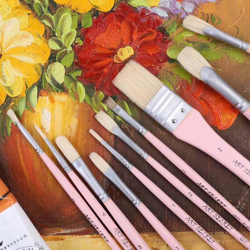 ArtSecret High Grade 10/Set 2217 Pinsel Hog Borsten Haar Holzgriff Künstlerische Kunst Werkzeug Für Acryl & öl Zeichnung – Detail 8