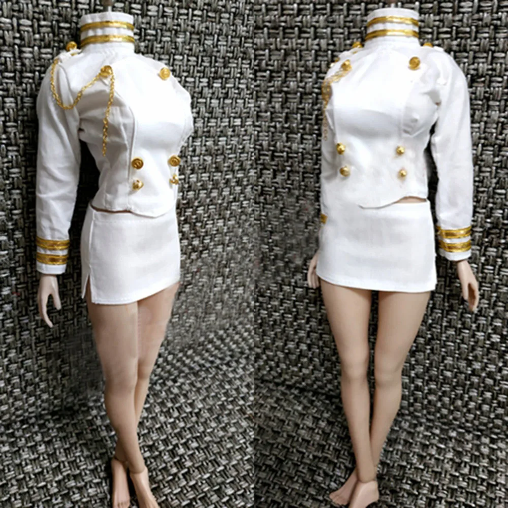 Falda de muñeca de soldado femenino a escala 1/6, modelo de secretaria de oficina, traje blanco para figura de acción de 12 pulgadas, cuerpo de pecho grande