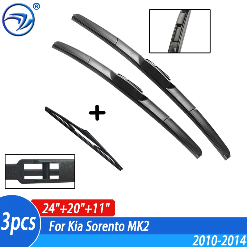 Wiper Front & Rear Wiper Blades Set Kit For Kia Sorento MK2 2010 2011 12 13 2014 Windshield Windscreen Rear Window 24