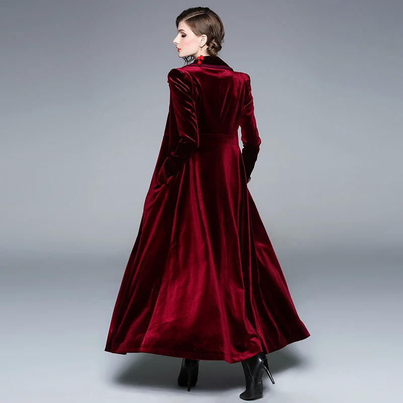ZUOMAN  Women Autumn Winter Long Maxi Velvet Trench Coat Female High Quality Vintage Blazer Designer Elegant Outerwear & Coats