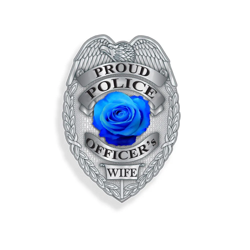 Proud Police Officer Wife Badge Sticker Blue Line Car Window Laptop Cup Decal