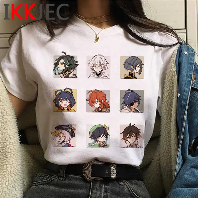 

Genshin Impact t-shirt female couple clothes couple 2021 grunge japanese top tees ulzzang white t shirt