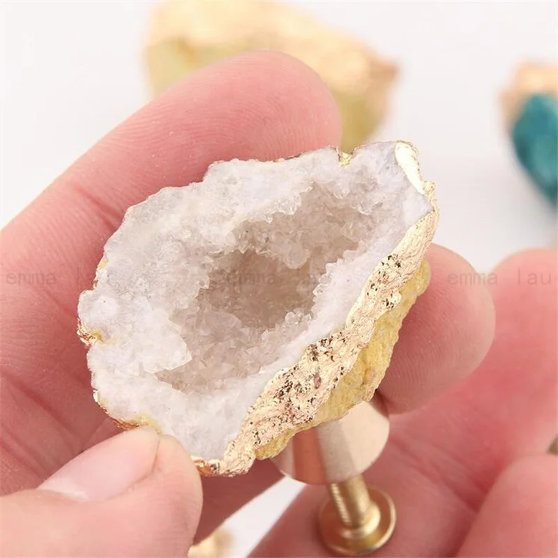 Natural Rough Stone Furniture Handle Door Knobs Crystal Brass Single Hole Handles for Cabinet Kitchen Cupboard Drawer Pulls