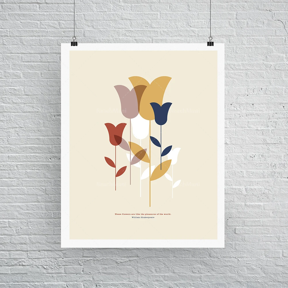 Fleurs Modernes du middle du seccle Modern abstrait equربيك العمارة الهندسة المعمارية الحد الأدنى تصميم الرسومية affiche en