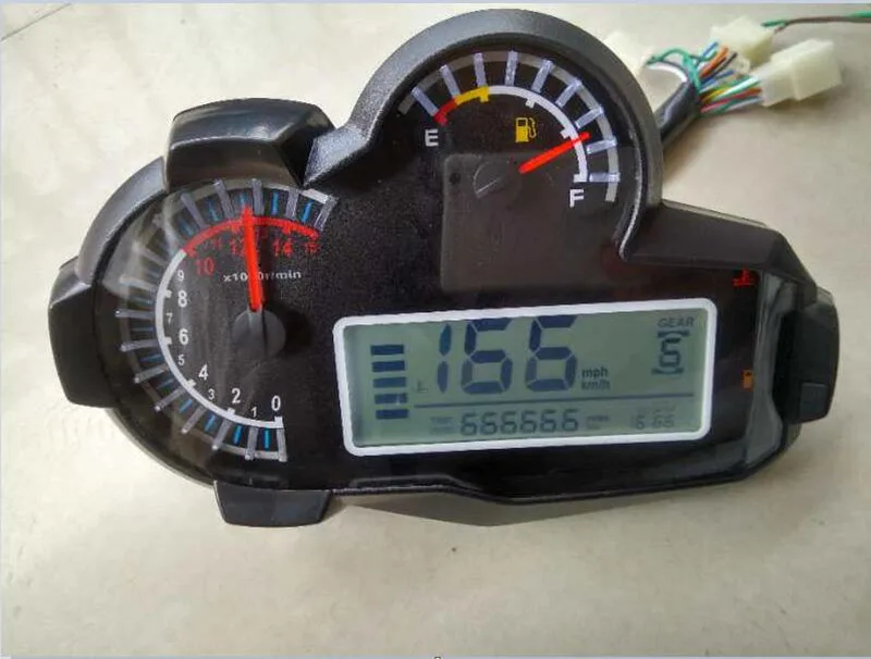 

12000rpm Motorcycle Universal LCD Digital Speedometer N1-6 Odometer Tachometer Motorbike Fuel Meter Water Temperature Gauge