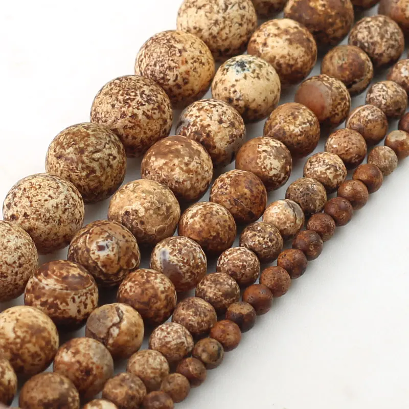 Natural Wood Texture Agates Stone Beads Loose Spacer Beads For Jewelry Making DIY Bracelet Necklace 4/6/8/10/12mm