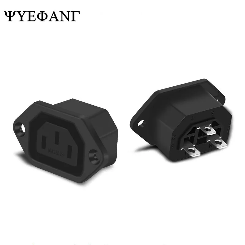 1PC IEC320 C14 C13 Electrical AC Socket 3 Female Male Inlet Plug Connector 3pin Socket Mount