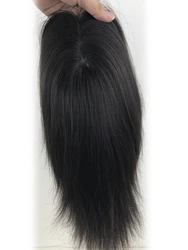 Affordable European Human Hair Topper For White Women Injected Silk Base Invisible Knots Natural Color Clip On Hair Pieces