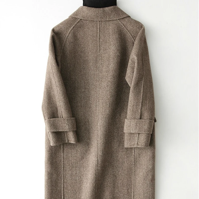 

Autumn Winter 100% Wool Coat Female Long Cashmere Jacket Women Sided Woolen Overcoat Spring Warm Clothes 2020 LWL1392