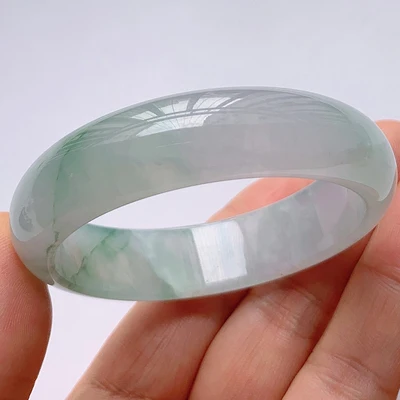 

Natural Burmese jade light green two-color 54-64mm bracelet, elegant princess jewelry, best gift