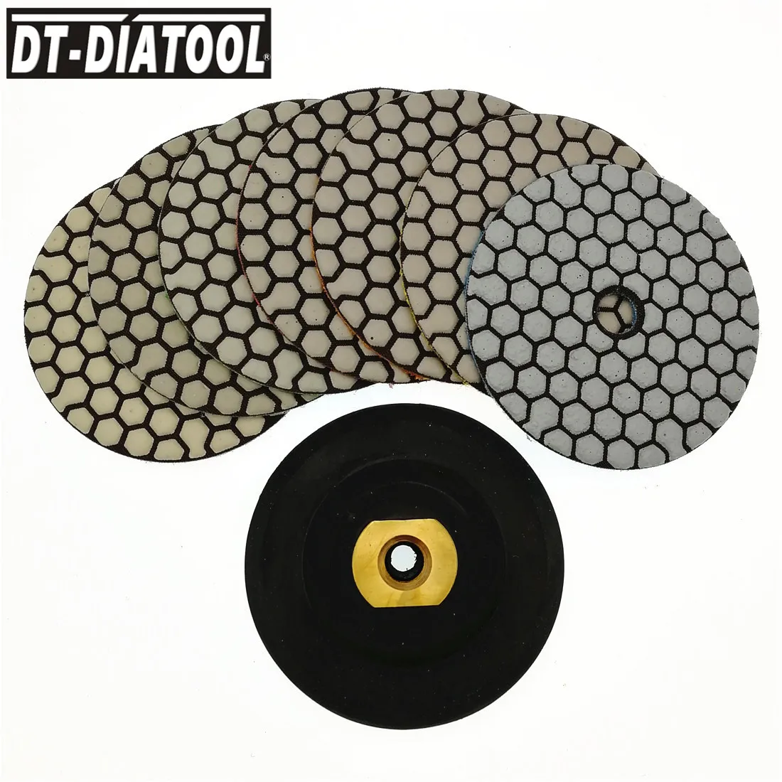 DT-DIATOOL 7pcs 100mm/4inch Grade A Dry Diamond Polishing Pads Resin Bond Sanding Discs For Marble Granite Stone Polisher Discs