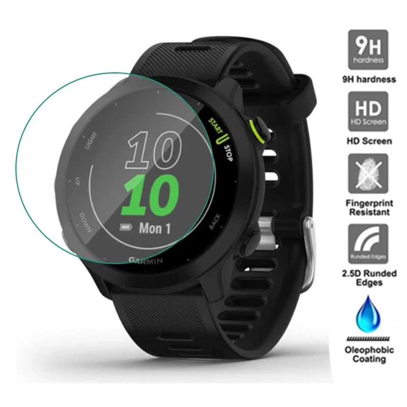 Pack De 4 Protectores De Pantalla De Vidrio Templado 9H Para Garmin Forerunner 55, Ultra Fino, Antihuellas Y Fácil Instalación Sin Burbujas