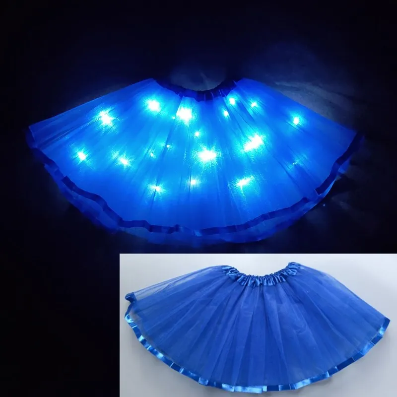 2024 new year Light LED Girl Kids Clothes  Tutu Skirt Princess Party Tutus Tulle Pettiskirt Child Ballet Dance  Christmas white