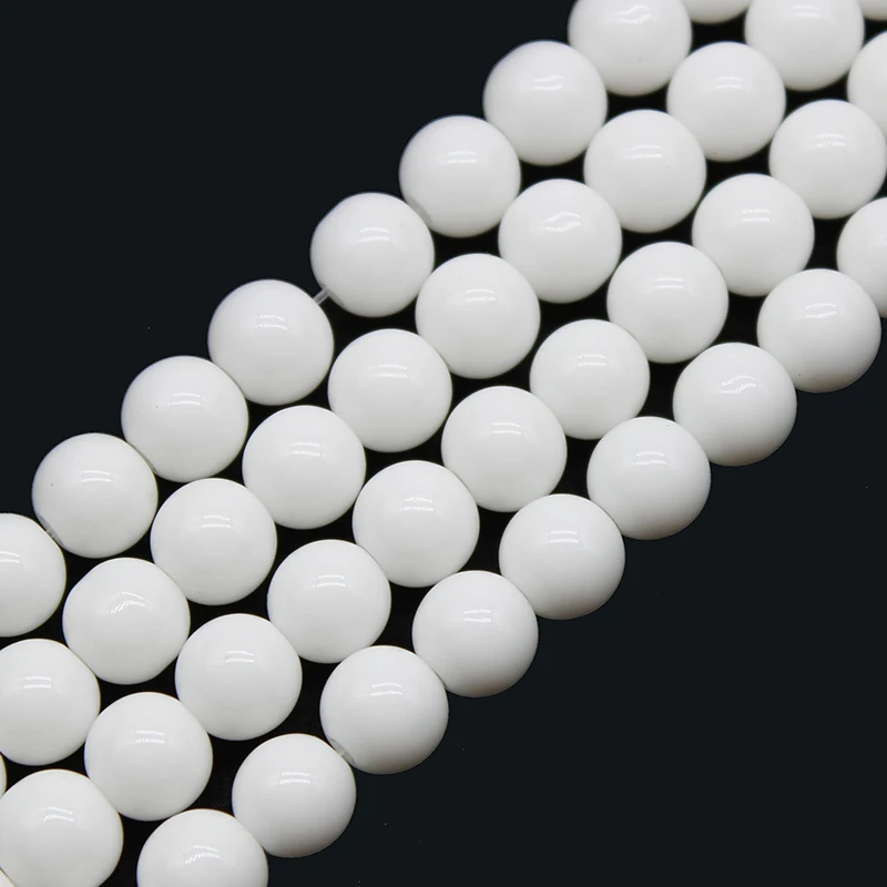 Natural Stone White Porcelain Glass Stone Beads  Loose Round Beads For Jewelry Making DIY Bracelet Accessories 15