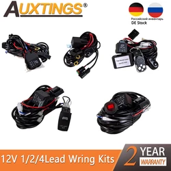 Auxting kinds of LED Light Bar Wire 3M 12v 40A Wiring Harness Relay Loom Cable Kit Fuse for Auto Driving Offroad Led Work Lamp