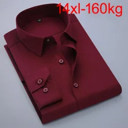Men Plus Size Shirt 8xl 9xl 10xl 12xl 14xl autumn spring Blue Long Sleeve Business Big Size Fashion Work Dress Shirt 52 54 56