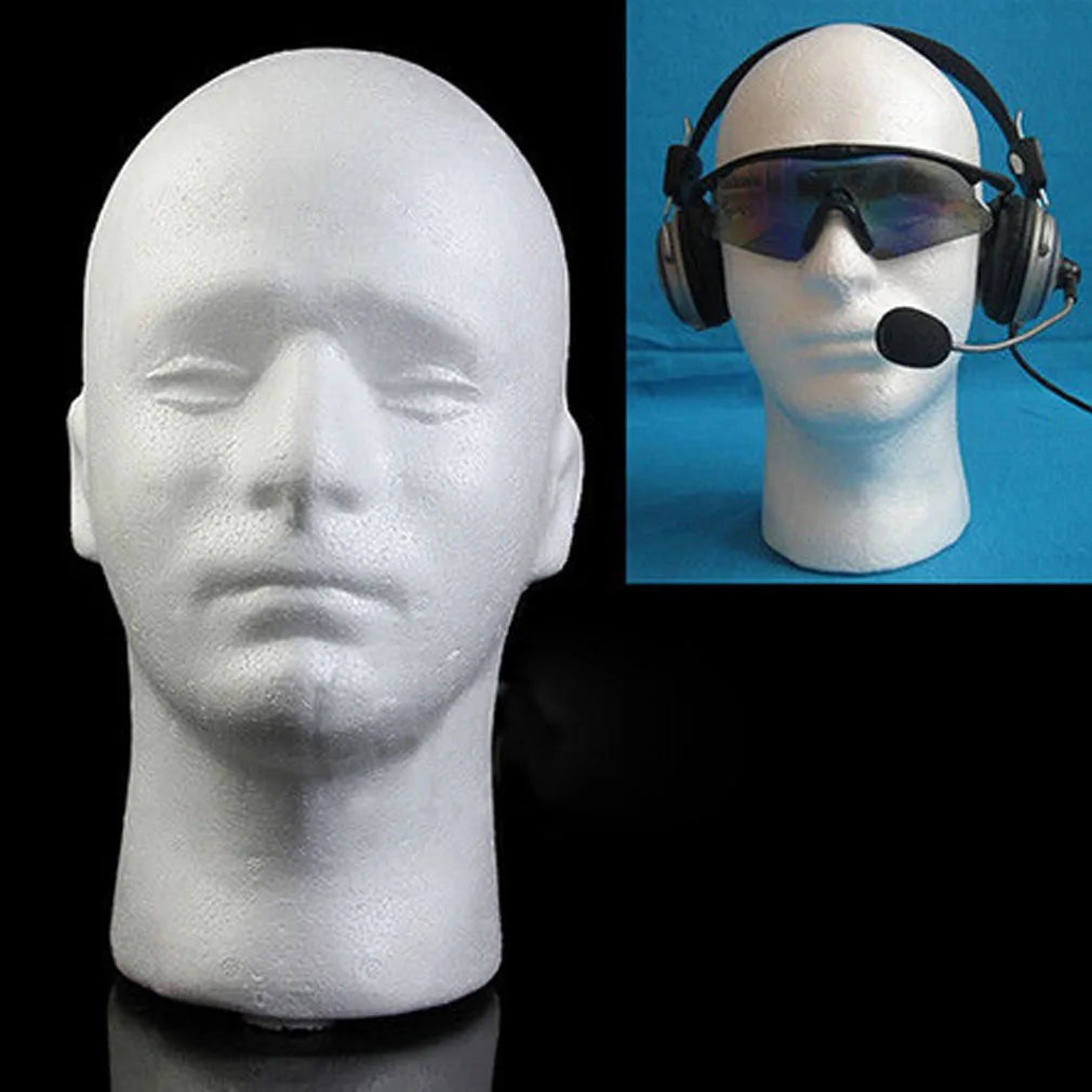 Faroot New Men Styrofoam white Styrofoam foam head model Stand Wig hair hat headset mannequin screen shelf