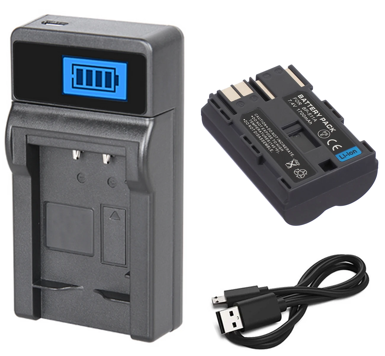 Battery + Charger for Canon ZR10, ZR20, ZR25MC, ZR30MC, ZR40, ZR45MC, ZR50MC, ZR60, ZR65MC, ZR70MC, ZR80, ZR85, ZR90 Camcorder