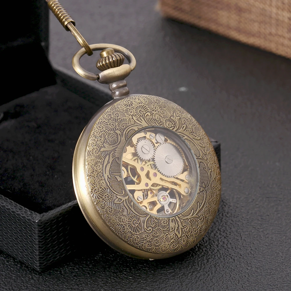 8939Copper spider web machinery retro creative large pocket watch