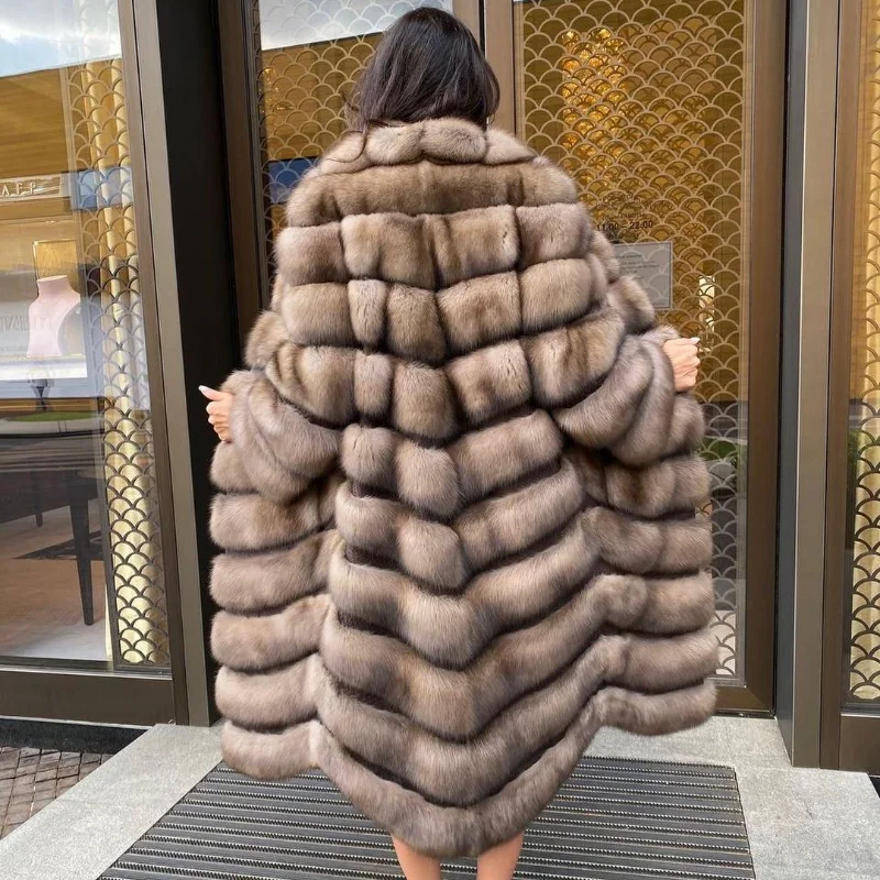 TOPFUR 2023 Spring New Thick Straight Fox Fur Coat Lapel Natural Fur Coat Women Luxury Fashion Outertwear Real Fur Jacket Lady