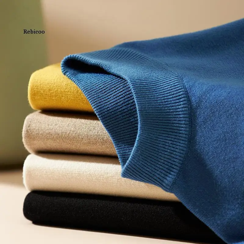 

Men's Cashmere Autumn and Winter Sweater Half High Neck Sweater Warm Base Sweater Basic Solid Color Long Sleeve Classic
