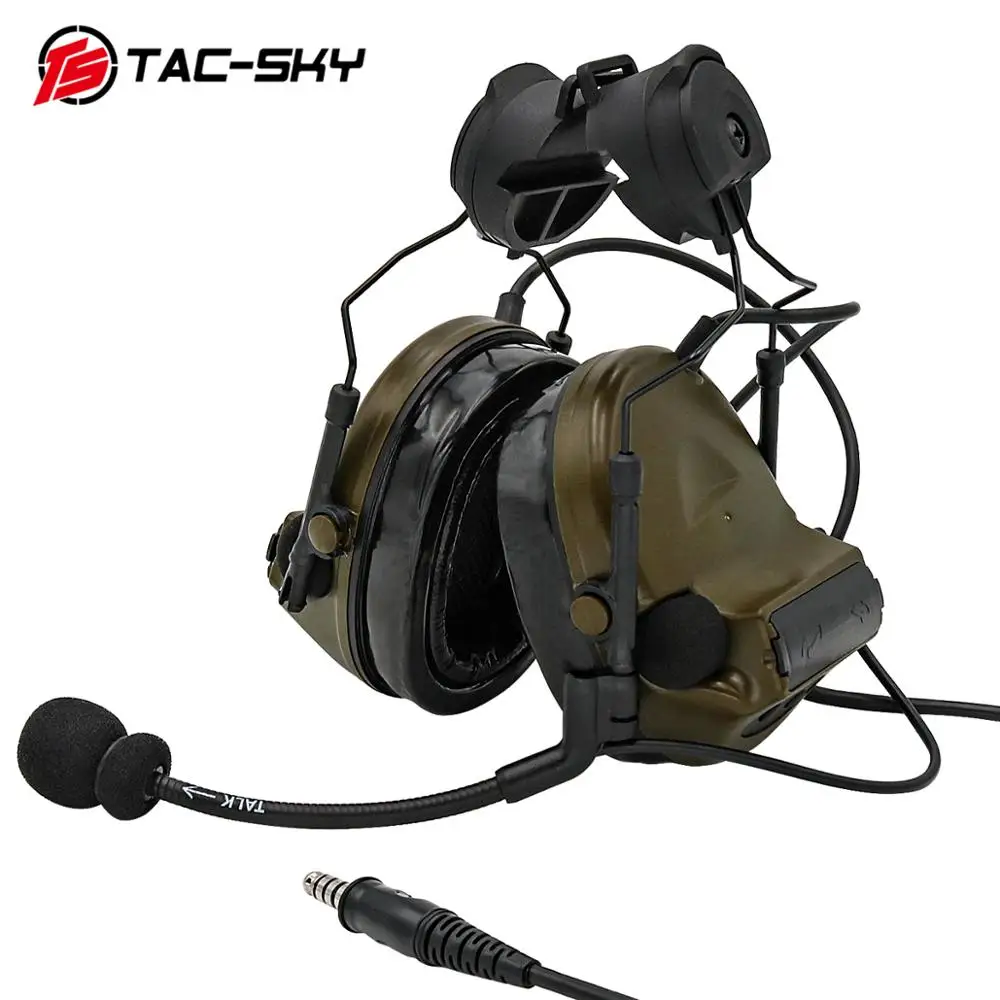 TS TAC-SKY Tactical Headset COMTAC II Electronic Earmuffs ARC Rail Helmet Bracket C2 Shooting Headphones