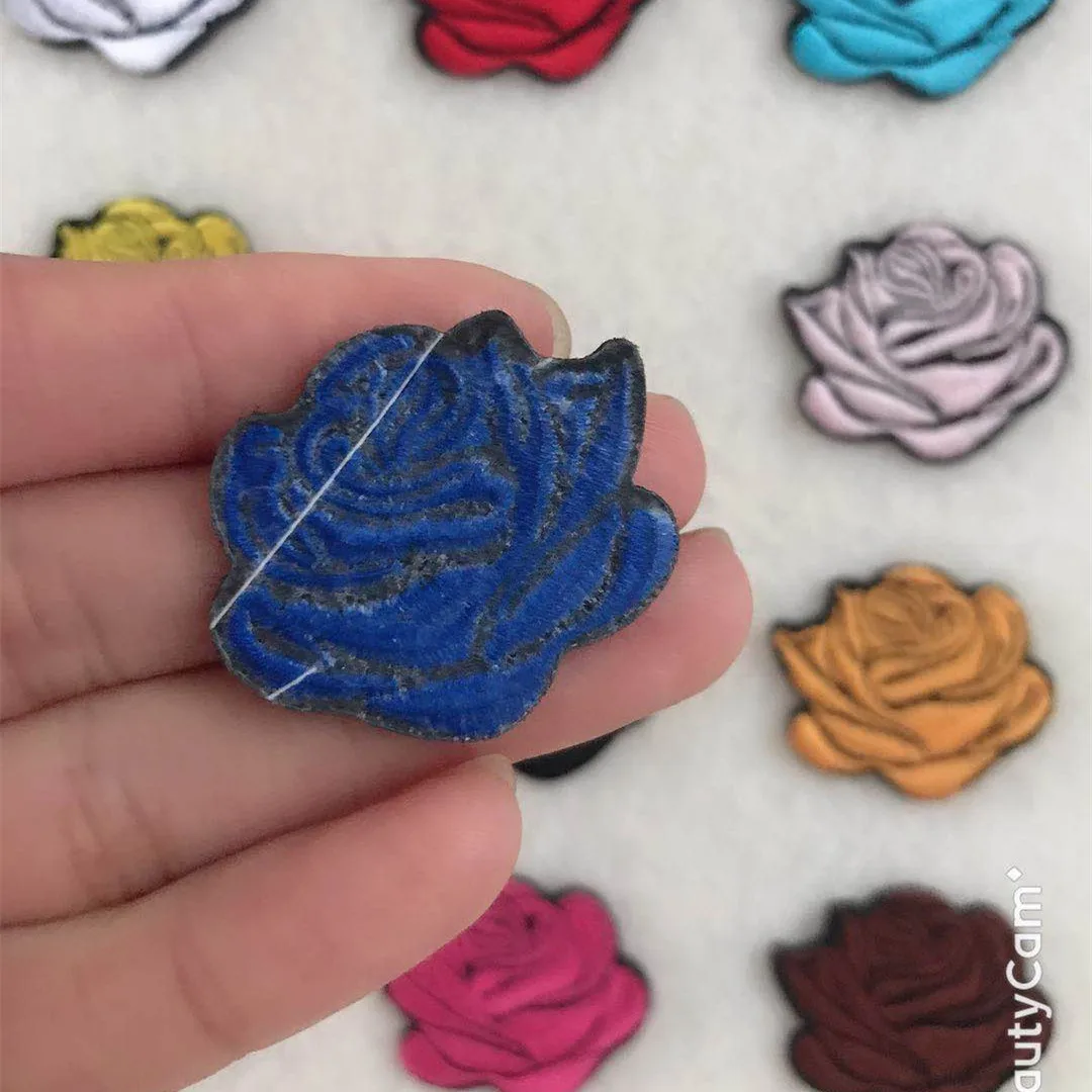 10pc Multicolor Small Rose Flowers Embroidery Iron Patches for Clothing Sticker on T-shirt Appliques Stripes Clothes Accessorie