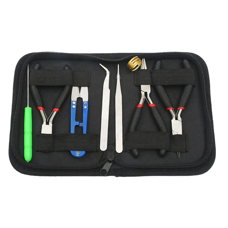 8 pz/set kit di strumenti per la creazione di gioielli Set di pinze con pinza per naso tondo pinze per taglio laterale tagliafili forbice perline pinzette