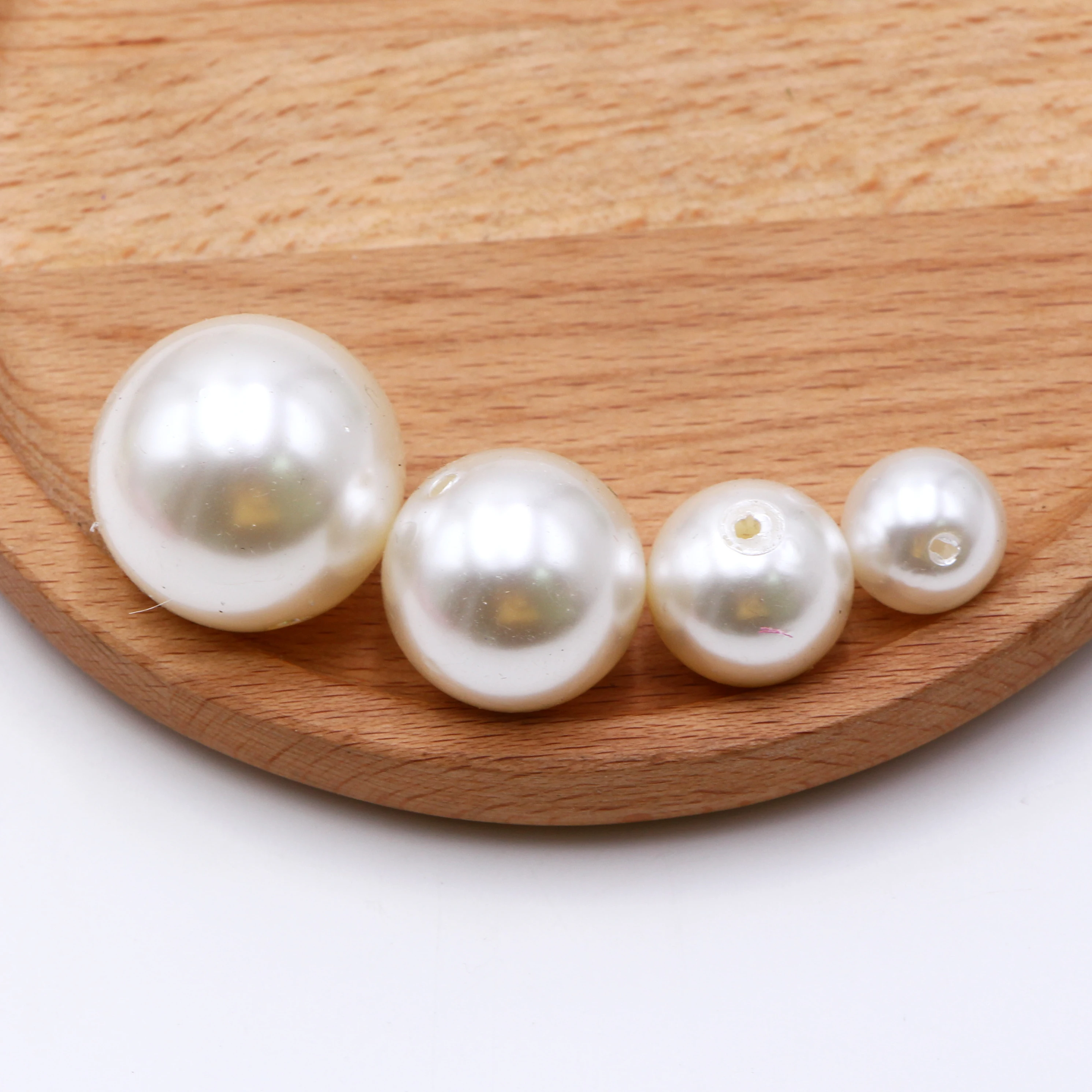 Big Size 16/20/25/30mm HOLE White Cream DIY Imitation Garment Beads Pearl ABS loose Round Beads Craft For Fashion Jewelry Making