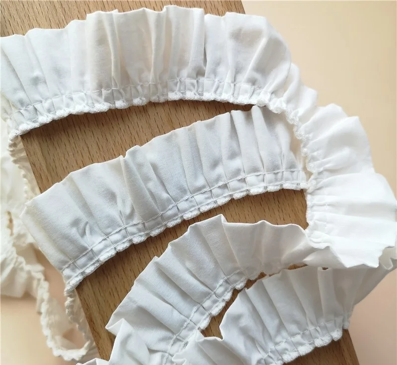 2 metrów/partia 4cm białe zasłony wykończenia plisowana bawełniana tkanina krotnie w pół koronkowy kołnierzyk wstążka wykończenia DIY sukienki Decor