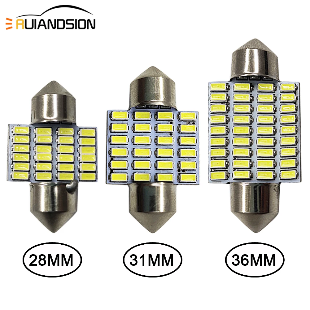 2pcs 1.44W 28mm 31mm 3014 24SMD 6000K C5W C10W Festoon LED Interior Map Dome Door Reading Panel Lights Bulbs White DC12V