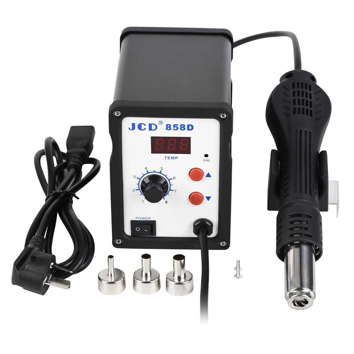 

JCD Hot Air Gun 858D 2 in 1 Soldering Station 700W 110V 220V LED Digital Display BGA Rework SMD SMT welding repair tool Heat gun