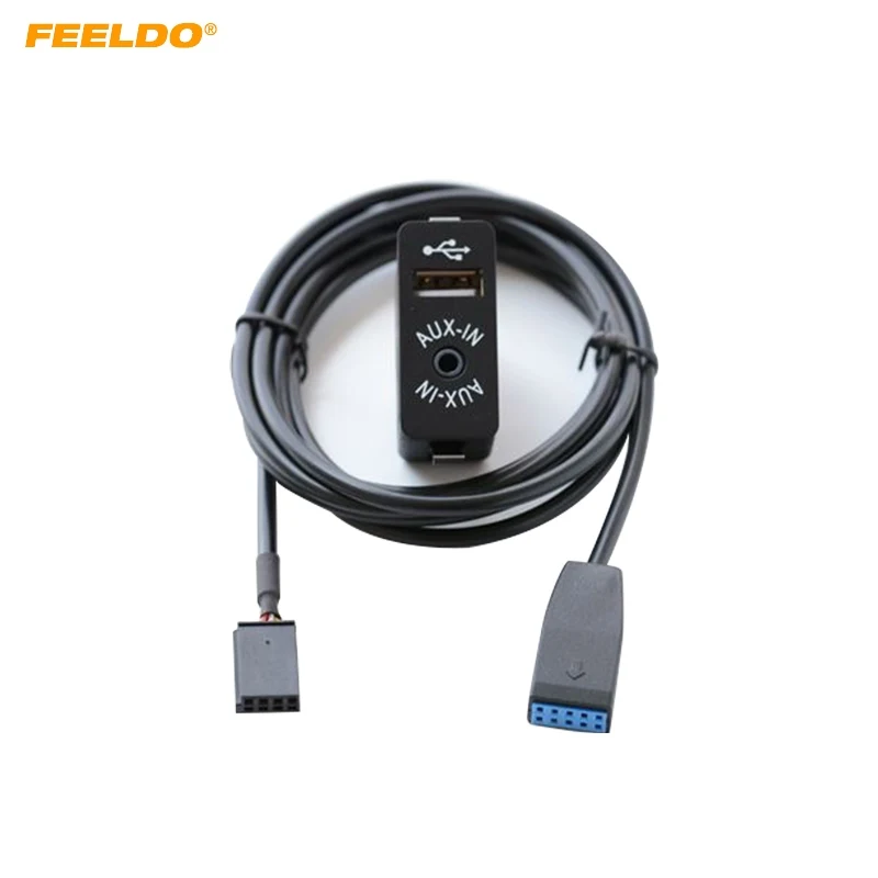 

FEELDO Car Radio USB AUX-In Cable Plug AUX/USB Socket For BMW 3-Series E46 01-05 Wire Harness AUX Cable Adapter