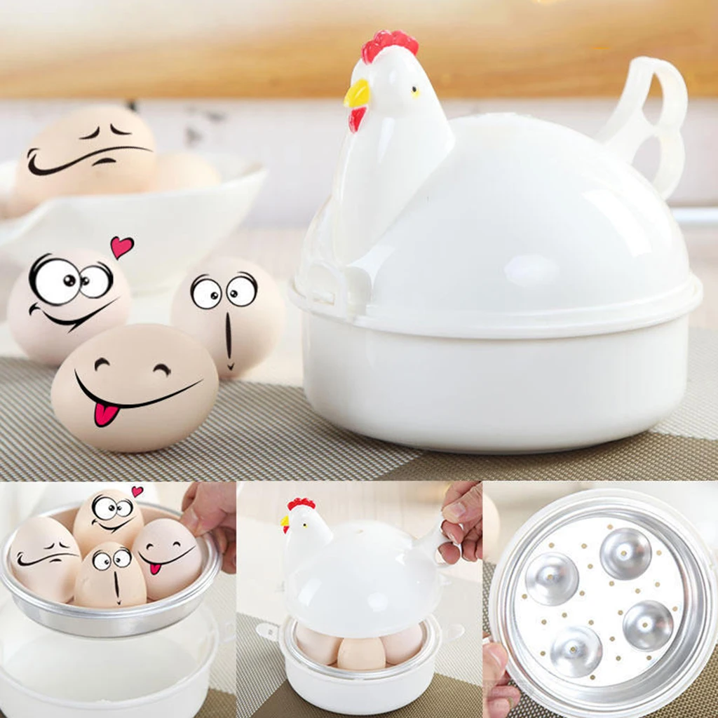 Cute Chicken Shaped Egg Boiler Steamer Microwave Cooking Tool Home Accessory