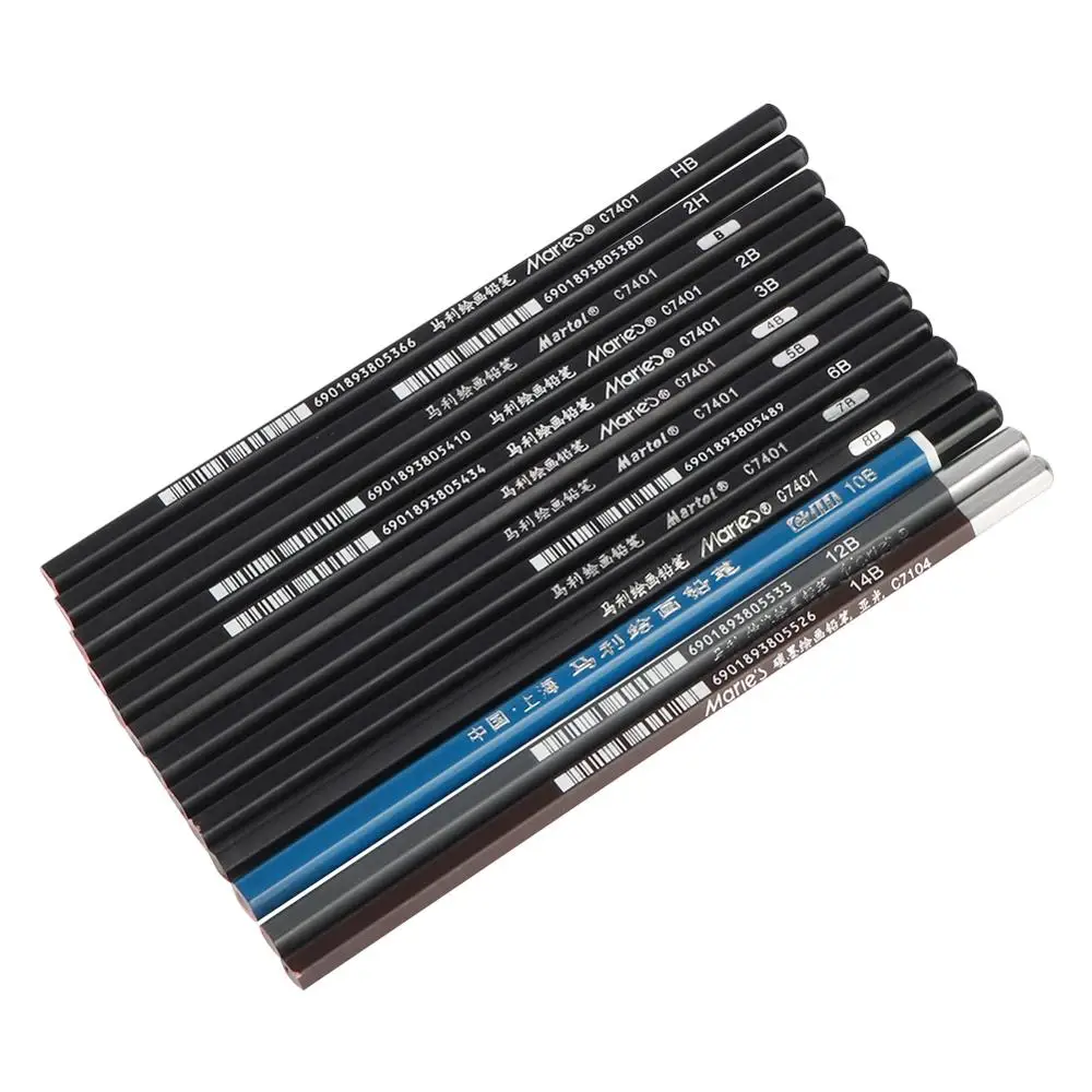 13 Pcs/set Drawing Sketch Pencils 2B/3B/4B/5B/6B/7B/8B/10B/12B/14B/B/HB/2H Honed Sketch Charcoal Pencils Painting Pencil