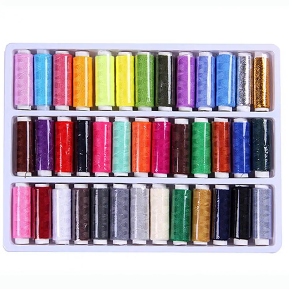 39Pcs ผสมสีโพลีเอสเตอร์100% DIY จักรเย็บผ้าอุปกรณ์เสริมเสื้อผ้าเส้นด้ายเย็บปักถักร้อยมือ200หลาแต่ละ Spool
