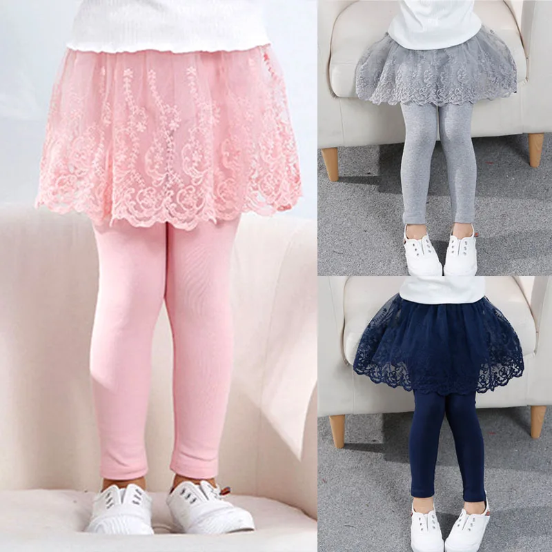 Girls Leggings Spring Autumn Skirt-Pants Lace Princess Kids Trousers Children Pants