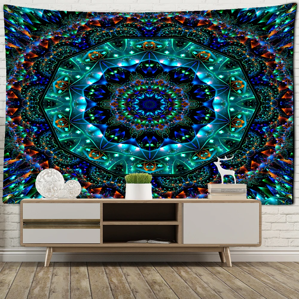 Psychedelic Mandala Tapestry Wall Hanging Witchcraft Hippie Seven Chakras Colorful Background Cloth Aesthetics Room Home Decor