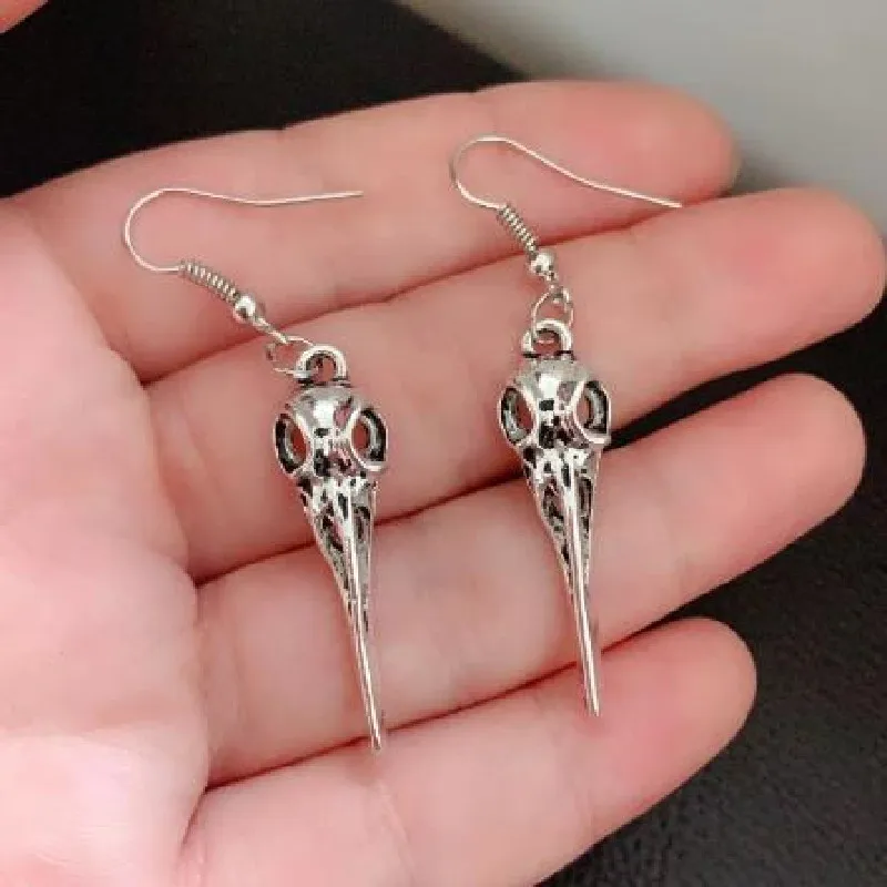 Gothic Bird Dead Crow Moon Earrings Pentagram Crow Skull Halloween Punk Creative Women Fashion Delicacy Witch Jewelry Charm Gift