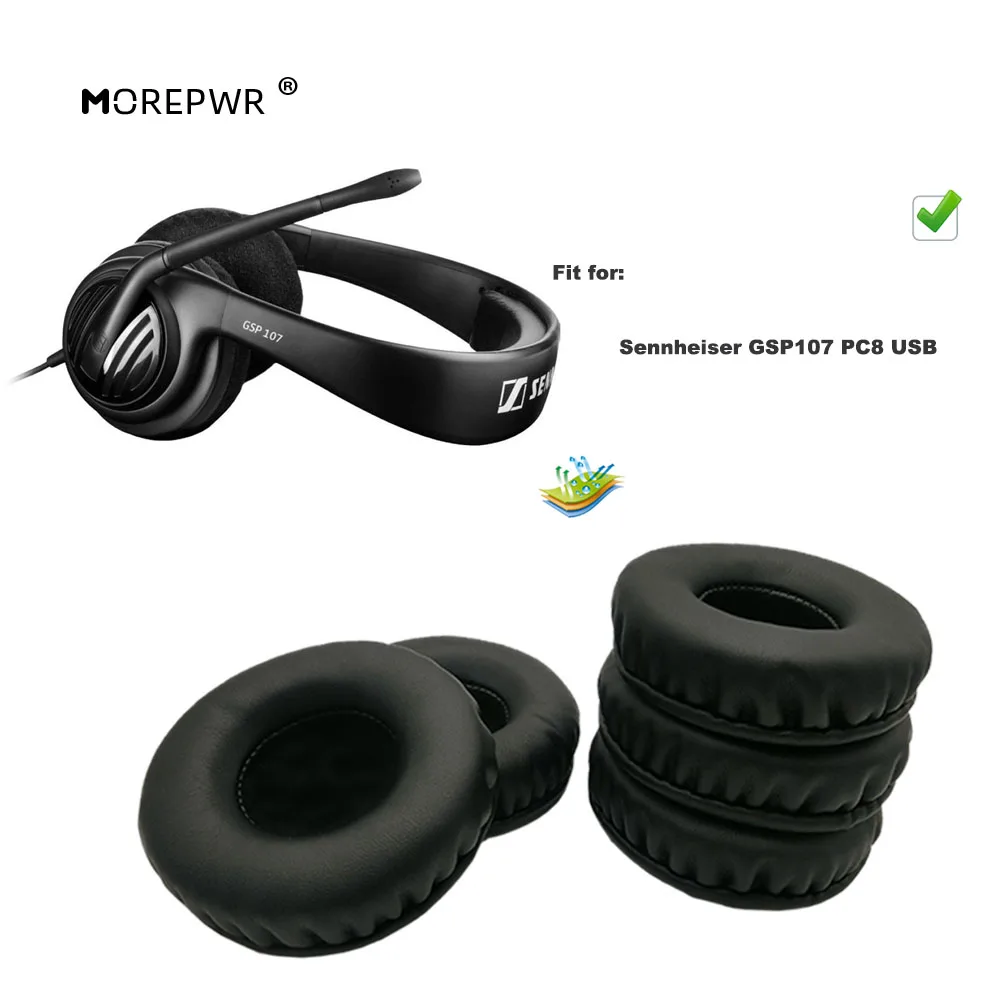 

Morepwr New Upgrade Replacement Ear Pads for Sennheiser GSP107 PC8 USB Headset Parts Leather Cushion Earmuff Sleeve