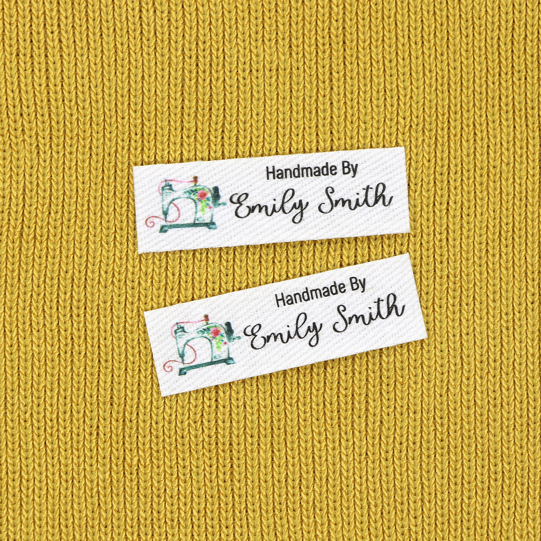 Custom Iron Labels, Logo or Text, Custom Design, iron on,  Organic Cotton Fabric Name Label，Sewing machine (YT183)