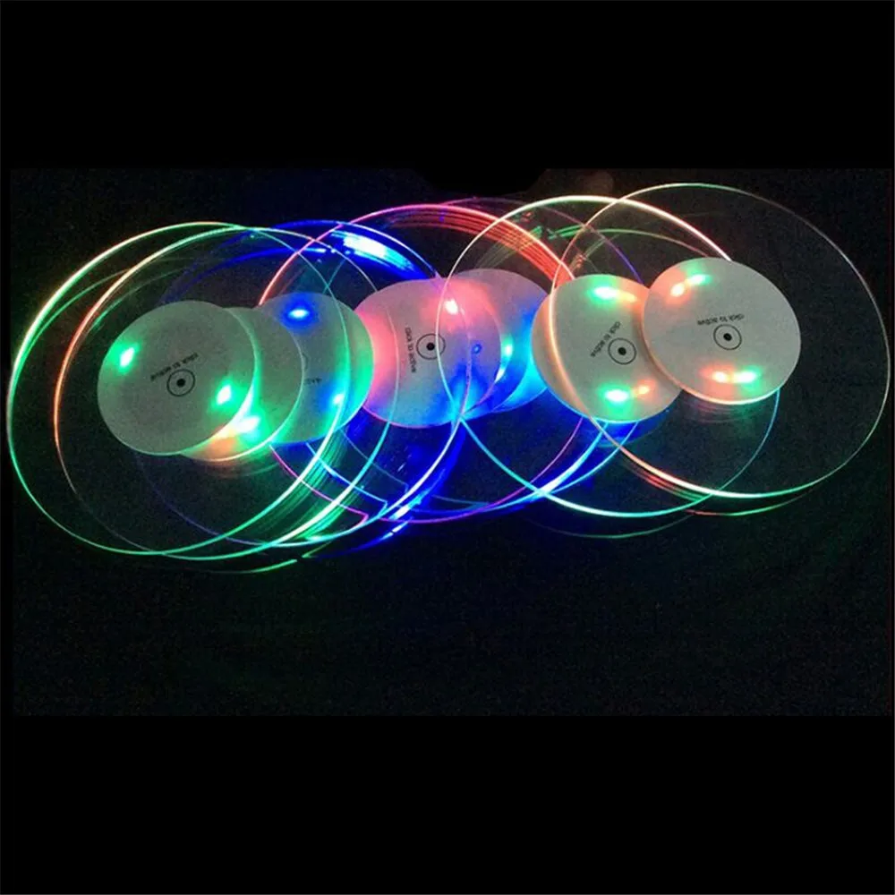 10 Chiếc Acrylic LED Uống Coaster Cực Cocktail Coaster LED Chai Dán Cốc Cho Giáng Sinh bình Hoa Năm Mới