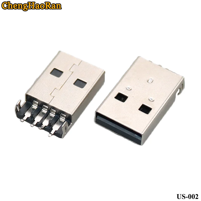 ChengHaoRan 1pcs For notebook USB data interface connector A type 180 degree sinking patch USB male plug socket Black