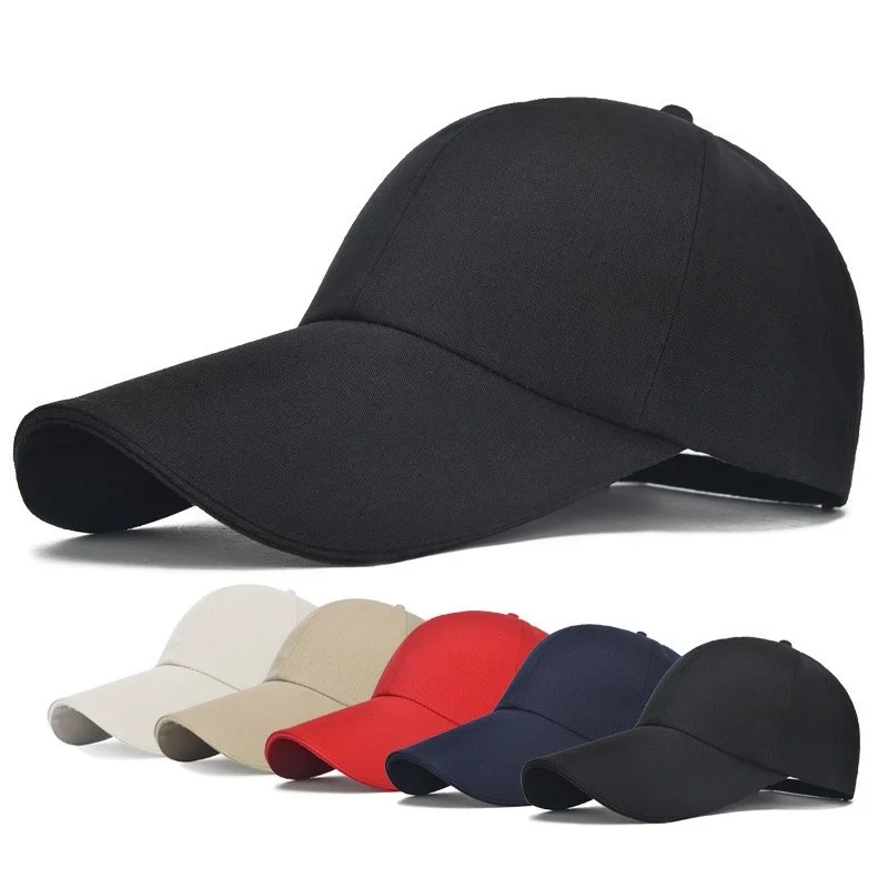 Unisex Long Brim Baseball Cap Dad Baseball Cap Cotton Adjustable Sun Hat Large Visor Anti-UV Adjustable Strap for Outdoor Sports