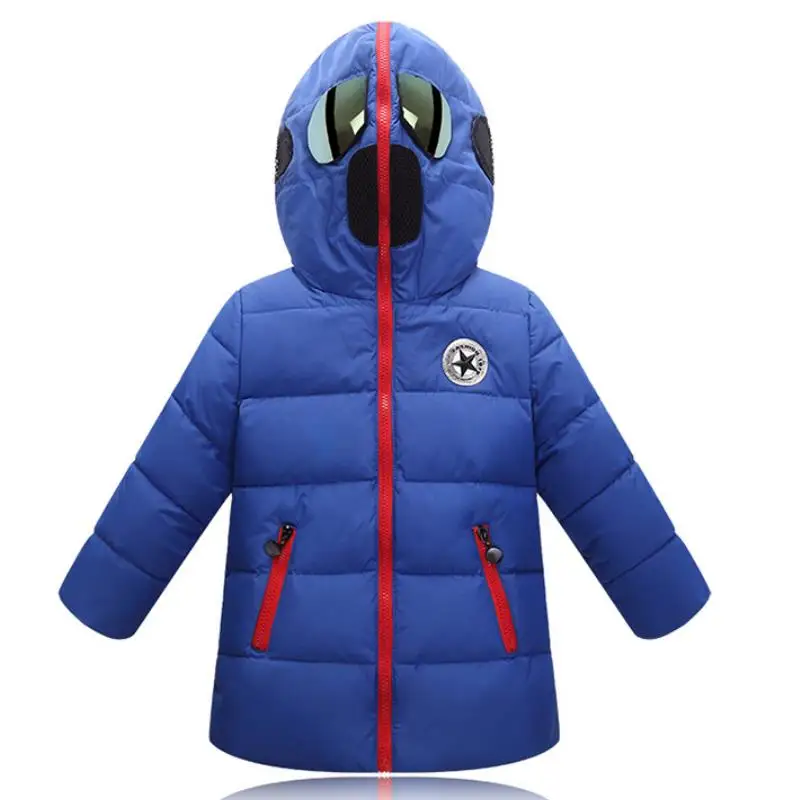 New Girls Space suit Winter Down jacket with Glasses in Hood Cool Boy Snow Jacket Coat High Quality Children Snow Clothes 3-12Y